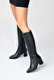 Sejas Black Genuine Leather Women's Heeled Boots - 8