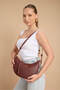 Santorini Women's Oval Claret Red Shoulder Bag with Zipper Lock and Adjustable Strap Pocket Compartment - 2