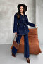 Navy Denim Premium Jacket and Jeans Set with Pocket Detail and Belt