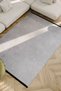 Line Patterned Runner Gray Black White Washable Chenille Fringed Non-Slip Base Living Room Carpet 8377 - 5