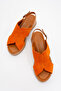 Seremy Coated Genuine Leather Sandals Orange Suede-Tan - 7