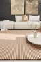 Line Patterned Runner Beige Black Washable Chenille Fringed Non-Slip Base Door Carpet 8380 - 7