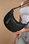 Santorini Women's Oval Black Shoulder Bag with Zipper Lock and Adjustable Strap Pocket Compartment