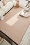 Line Patterned Runner Beige Black Washable Chenille Fringed Non-Slip Base Door Carpet 8380 - 6