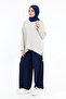 Comfortable Fit Elastic Waist Trousers Navy Blue - 3