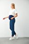 Maternity Stretchy Tummy Banded Waist Adjustable Mom Fit Pants Dark Blue - 3