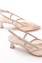 K-607 Beige Daily Mesh Open Back 7 cm Heeled Shoes