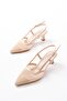 K-607 Beige Daily Mesh Open Back 7 cm Heeled Shoes - 4