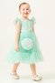 Ruffled Girl's Evening Dress with Pearls Bag