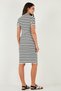 Stretch Slim Fit Buttoned Polo Neck Short Sleeve Mini Length Striped Dress Dress 5866167 - 6