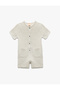 Short Sleeve Button Detailed Ecru Baby Boy Jumpsuit 5Smb10007Tw