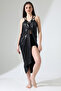 Bead Detailed Long Shiny Printed Beach Dress Pareo - 7