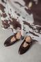 Abner Women's Drop Detail Wrinkled Leather Ballerinas Brown - 2