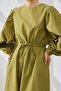 Cotton Drawstring Dress Oil Green - 2