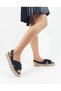 Black Color Cross-Strapped Straw Knitwear Women's Sandals between Sizes 36-40 - 2
