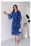 Women's Patterned Color Double Breasted Neckline Chiffon Dress - 3