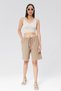 Women's Mink Loose Cut Cotton Shorts - Linen, High Waist, Elastic Waist Monaha