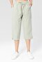 Women's Light Green Relaxed Fit Cotton Capri - Linen, Front Stitched, Slit Monaha - 3