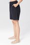 Women's Navy Blue Relaxed Cut Cotton Shorts - Linen, Elastic Waist, High Waist Monaha - 5