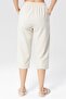 Women's Beige Relaxed Cut Cotton Capri - Linen, High Waist, Slit Monaha - 7