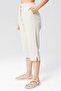 Women's Beige Relaxed Cut Cotton Capri - Linen, High Waist, Slit Monaha - 5