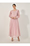 Dobby Balloon Sleeve V-Neck A-Line Maxi Dress - 2