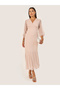 Dobby Design Balloon Sleeves Mermaid Maxi Dress