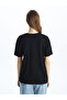 Xside Black Crew Neck Anime Printed Women's T-Shirt - 4
