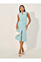 Self Design Sleeveless A-Line Midi Dress with Fabric Belt