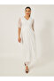 Short Sleeves V-Neck A-Line Lace Maxi Dress