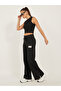 Badge Detail Wide Leg Joggers with Side Slit