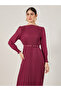 Accordion Pleated Cuffed Sleeves A-Line Midi Dress - 3