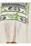 Printed Fringe Hem Short Sleeves Kaftan Maxi Dress - 5