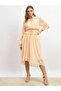 Dobby Design Smocked Waist A-Line Midi Dress - 2
