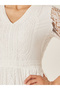 Short Sleeves V-Neck A-Line Lace Maxi Dress - 4
