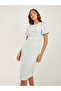 Tweed Puff Sleeves Sheath Knee-Length Dress