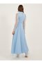 U and F Women Blue Shimmery Net Maxi Dress - 5