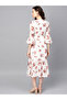 Floral Print A-Line Wrap Midi Dress - 3