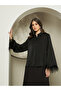 Feathered Trim Bell Sleeve Satin Oversized Shirt - 2
