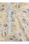 All-Over Print Lace Detail V-Neck A-Line Jalabyia - 5