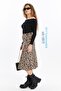 MADONNA COLLAR Camisole BLUZ، بدلة تنورة من جلد الغزال بنمط الفهد - 6