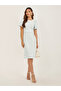 Tweed Puff Sleeves Sheath Knee-Length Dress - 3