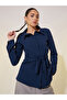Solid Long Sleeve Collared Wrap Top