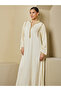 Embellished Stand Collar Lace Detail A-Line Jalabyia - 3
