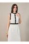 Sleeveless Bodycon Midi Dress with Button Detail - 3
