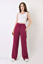 Burgundy Linen Blended Loose Cut Trousers