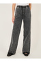 High Rise Elasticated Waist Wide Leg Jeans with Frayed Hem - 2
