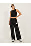 Badge Detail Wide Leg Joggers with Side Slit - 2