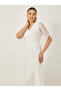 Short Sleeves V-Neck A-Line Lace Maxi Dress - 3