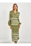 All Over Print Balloon Sleeves Midi Dress - 2